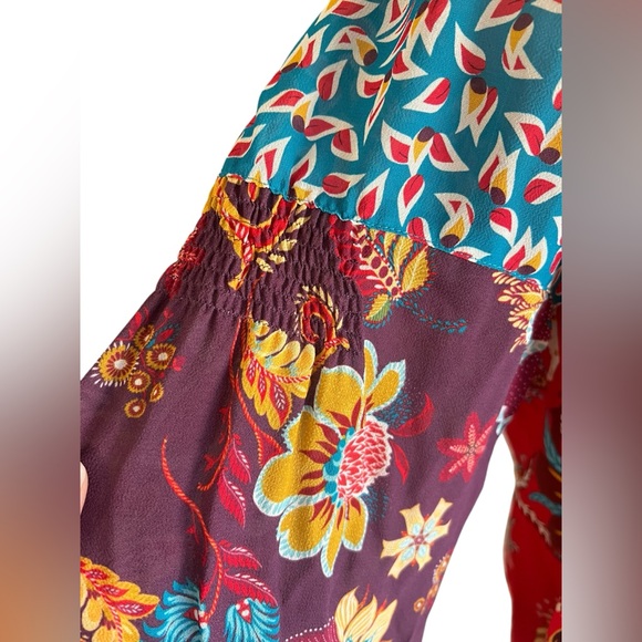 JOHNNY WAS x JADE “Tasha” Boho Floral Peasant Top Blouse Beaded Tassels Size XS - Picture 6 of 11